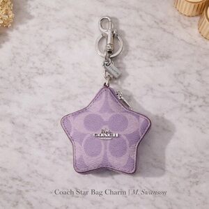 NEW Coach Star Bag Charm CBL12 Iris Signature Canvas Keychain NWT